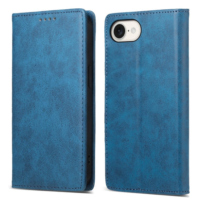 For iPhone 16e Business Solid Color Magnetic RFID Leather Phone Case(Blue) by bashfashion