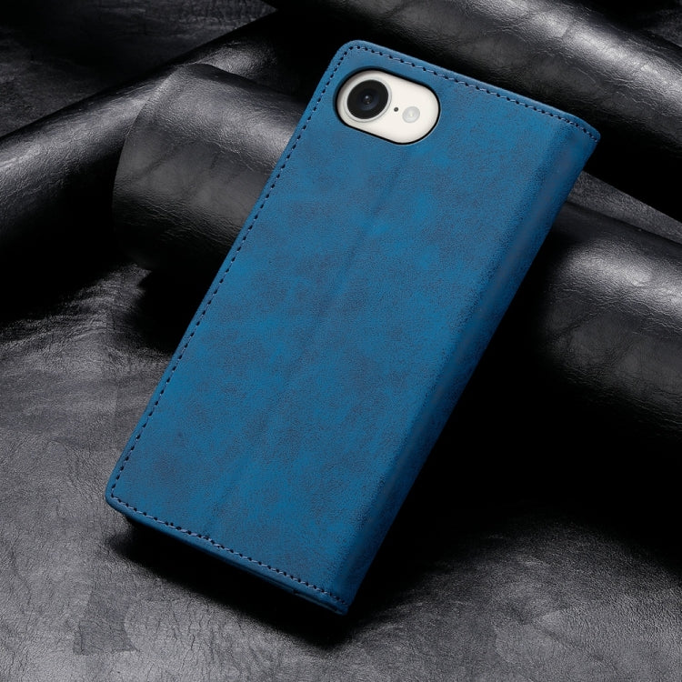 For iPhone 16e Business Solid Color Magnetic RFID Leather Phone Case(Blue) by bashfashion