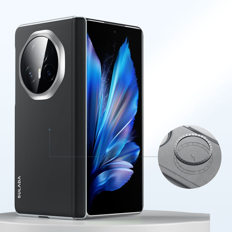 For Honor Magic V3 SULADA Skin Feel Liquid Leather Shockproof Phone Case(Black) by SULADA