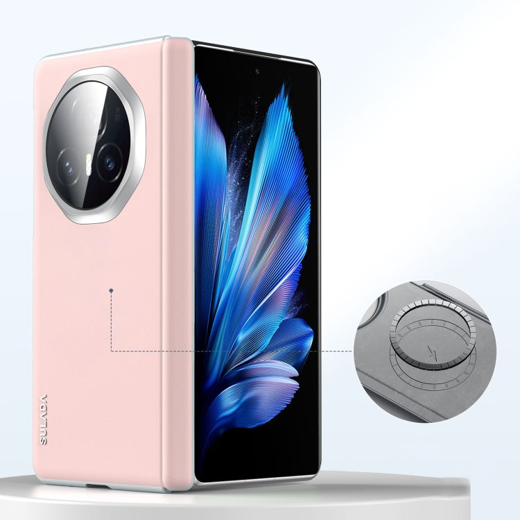 For Honor Magic V3 SULADA Skin Feel Liquid Leather Shockproof Phone Case(Pink) by SULADA