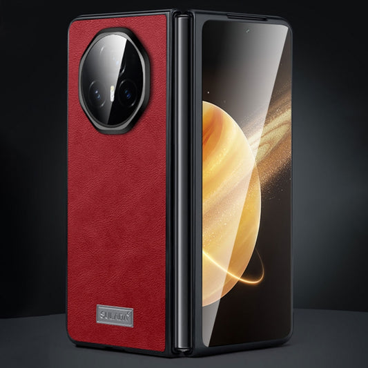 For Honor Magic V3 SULADA Shockproof TPU + Handmade Leather Phone Case(Red) by SULADA