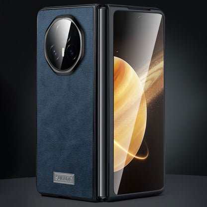 For Honor Magic V3 SULADA Shockproof TPU + Handmade Leather Phone Case(Blue) by SULADA