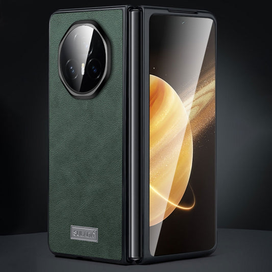 For Honor Magic V3 SULADA Shockproof TPU + Handmade Leather Phone Case(Green) by SULADA