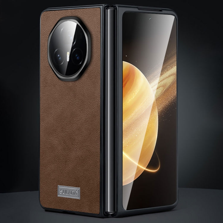 For Honor Magic V3 SULADA Shockproof TPU + Handmade Leather Phone Case(Brown) by SULADA