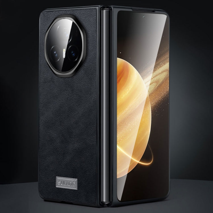 For Honor Magic V3 SULADA Shockproof TPU + Handmade Leather Phone Case(Black) by SULADA