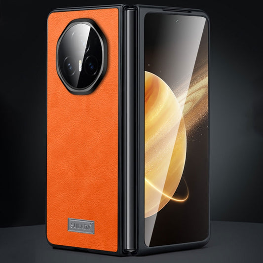 For Honor Magic V3 SULADA Shockproof TPU + Handmade Leather Phone Case(Orange) by SULADA