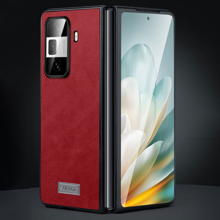 For Honor Magic Vs3 SULADA Shockproof TPU + Handmade Leather Phone Case(Red) by SULADA