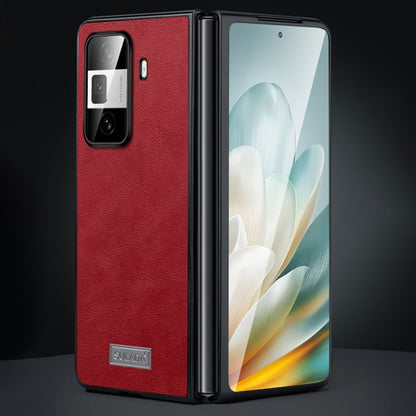 For Honor Magic Vs3 SULADA Shockproof TPU + Handmade Leather Phone Case(Red) by SULADA