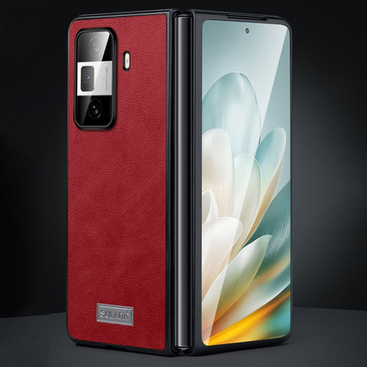 For Honor Magic Vs3 SULADA Shockproof TPU + Handmade Leather Phone Case(Red) by SULADA