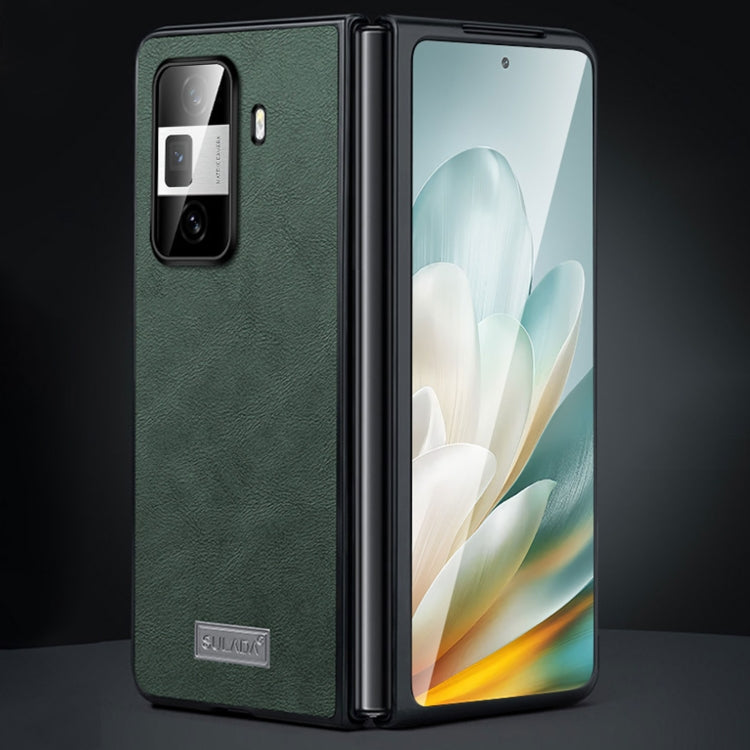 For Honor Magic Vs3 SULADA Shockproof TPU + Handmade Leather Phone Case(Green) by SULADA