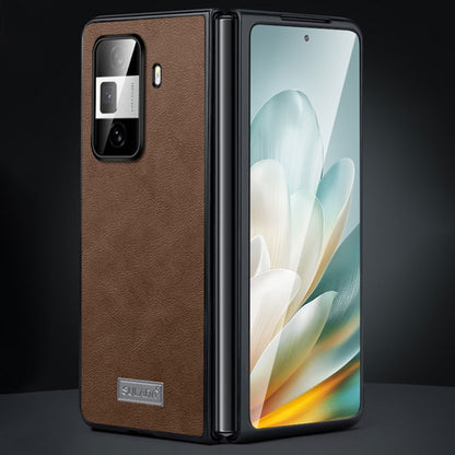 For Honor Magic Vs3 SULADA Shockproof TPU + Handmade Leather Phone Case(Brown) by SULADA