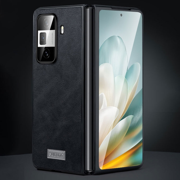 For Honor Magic Vs3 SULADA Shockproof TPU + Handmade Leather Phone Case(Black) by SULADA