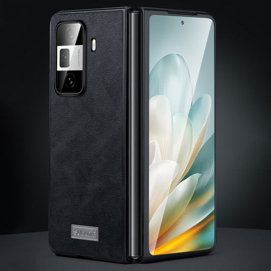 For Honor Magic Vs3 SULADA Shockproof TPU + Handmade Leather Phone Case(Black) by SULADA