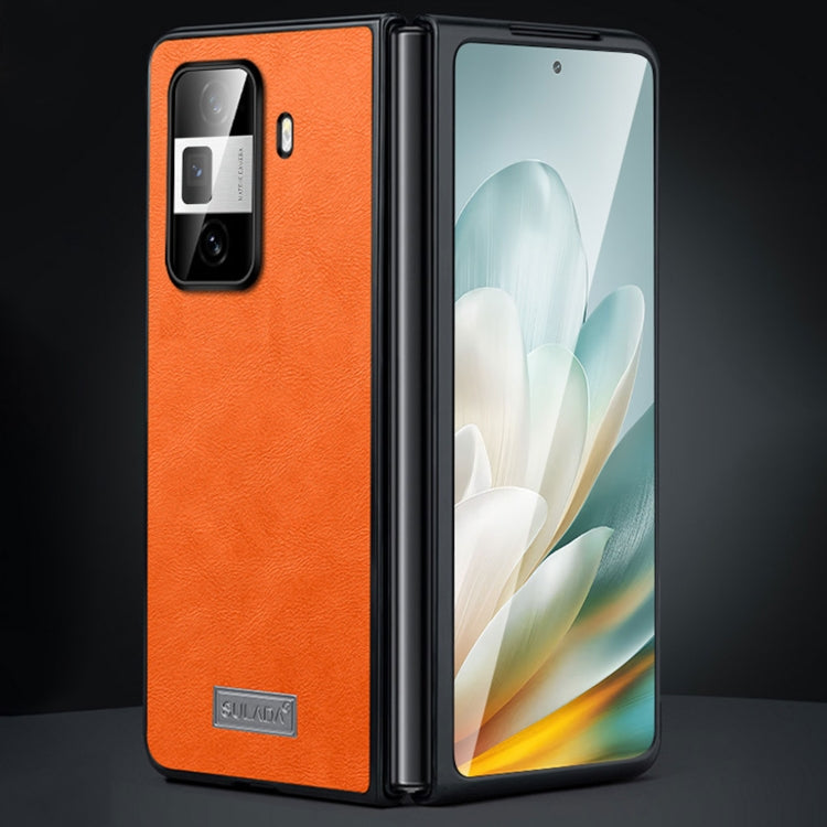For Honor Magic Vs3 SULADA Shockproof TPU + Handmade Leather Phone Case(Orange) by SULADA
