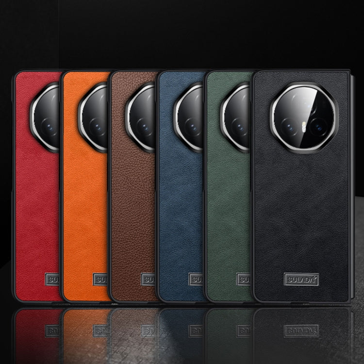 For Honor Magic V3 SULADA Shockproof TPU + Handmade Leather Phone Case(Black) by SULADA