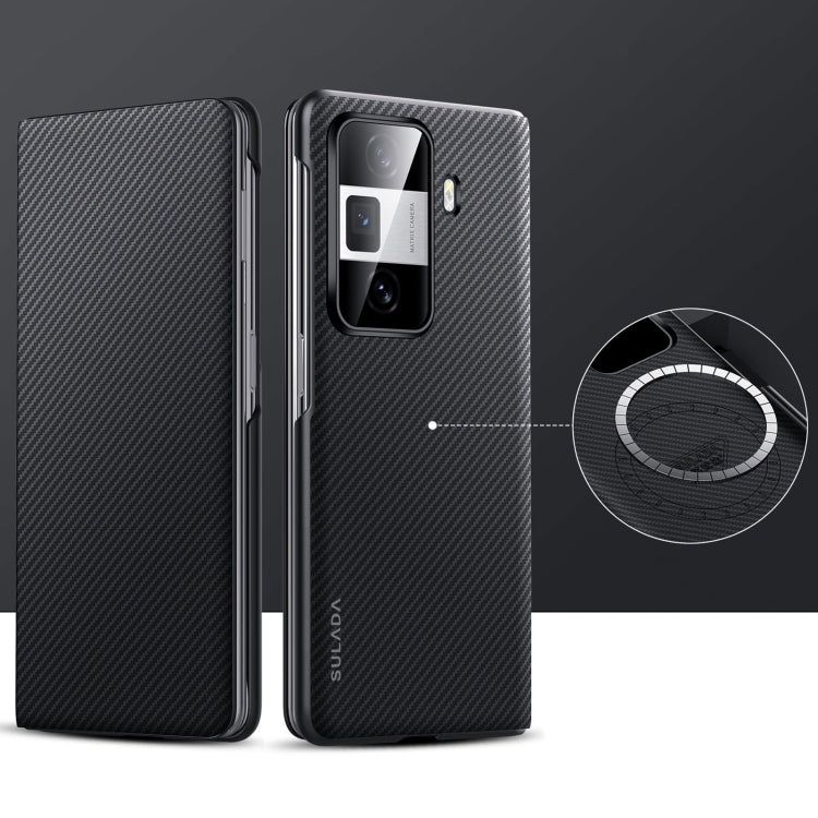 For Honor Magic Vs3 SULADA Kevlar 600D Texture Smart Window Leather Phone Case(Black) by SULADA