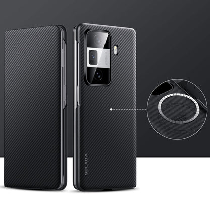For Honor Magic Vs3 SULADA Kevlar 600D Texture Smart Window Leather Phone Case(Black) by SULADA