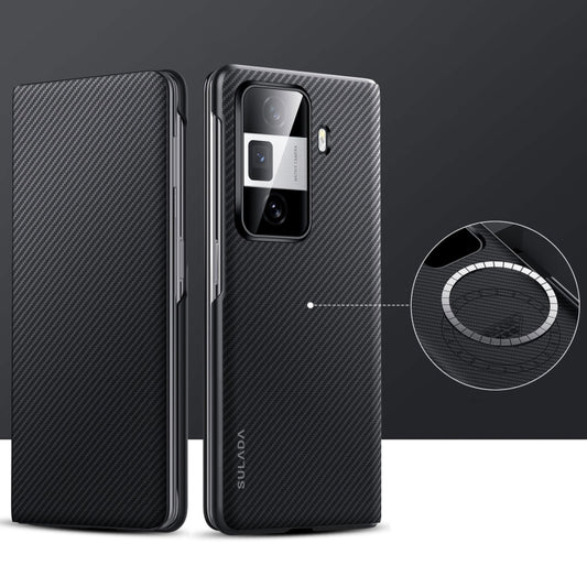 For Honor Magic Vs3 SULADA Kevlar 600D Texture Smart Window Leather Phone Case(Black) by SULADA