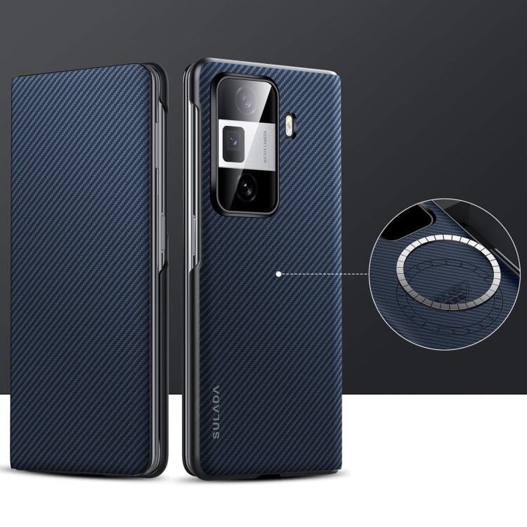 For Honor Magic Vs3 SULADA Kevlar 600D Texture Smart Window Leather Phone Case(Blue) by SULADA