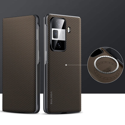 For Honor Magic Vs3 SULADA Kevlar 600D Texture Smart Window Leather Phone Case(Brown) by SULADA