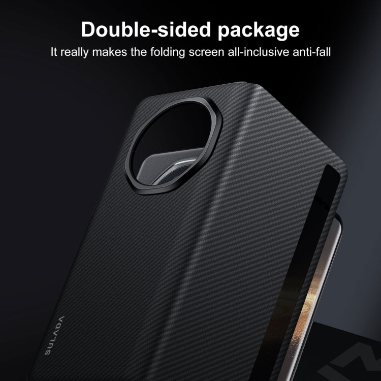 For Honor Magic Vs3 SULADA Kevlar 600D Texture Smart Window Leather Phone Case(Black) by SULADA