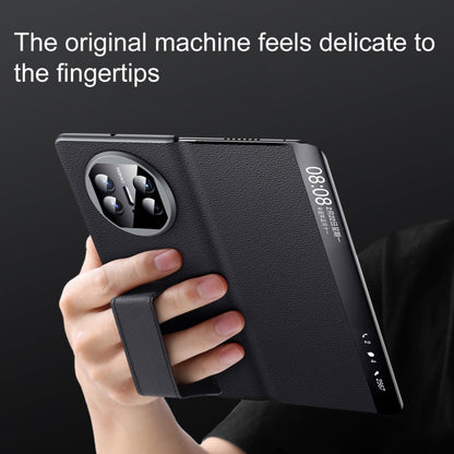For Huawei Mate X5 / X3 SULADA Smart Series Wristband Holder Smart View Window Genuine Leather Phone Case(Black) by SULADA