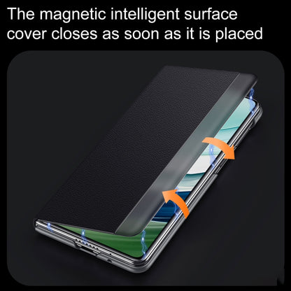 For Huawei Mate X5 / X3 SULADA Smart Series Wristband Holder Smart View Window Genuine Leather Phone Case(Blue) by SULADA