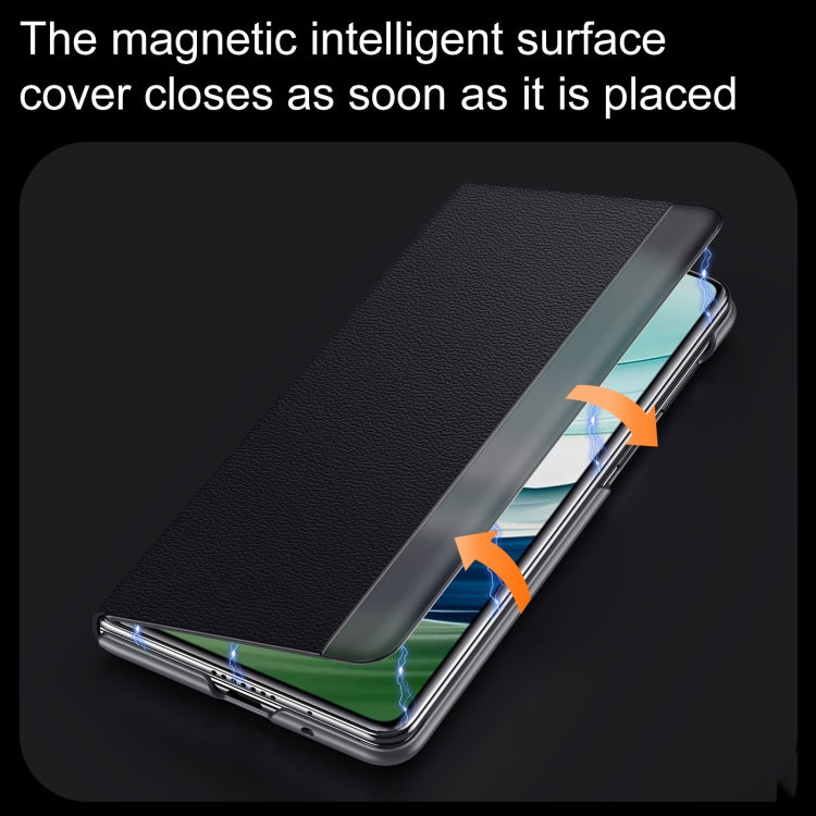 For Huawei Mate X5 / X3 SULADA Smart Series Wristband Holder Smart View Window Genuine Leather Phone Case(Green) by SULADA