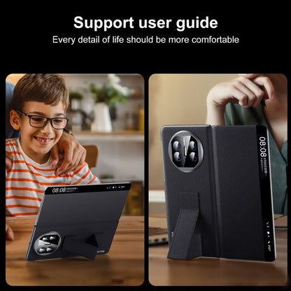 For Huawei Mate X5 / X3 SULADA Smart Series Wristband Holder Smart View Window Genuine Leather Phone Case(Blue) by SULADA