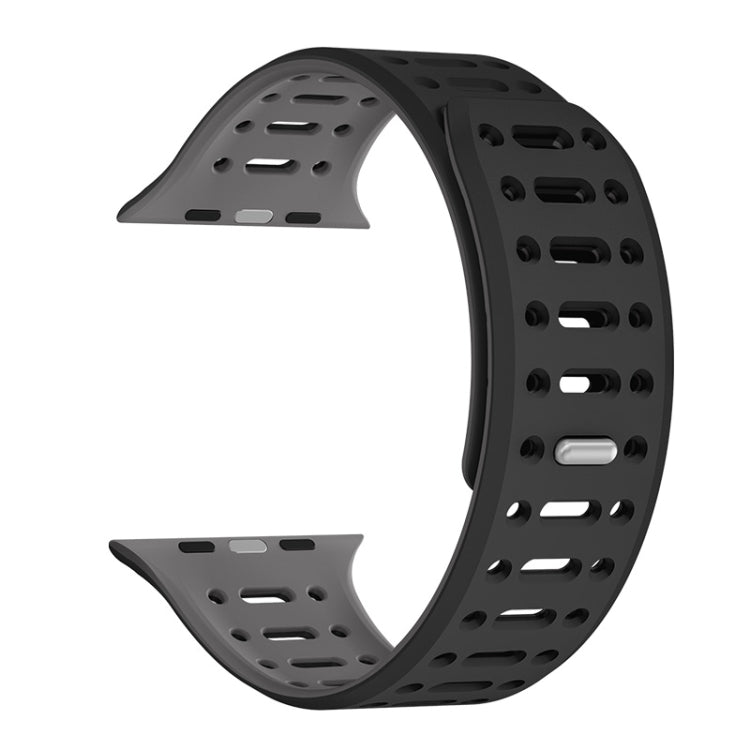For Apple Watch Ultra 49mm Single Pin Magnetic Silicone Watch Band(Black Grey) by bashfashion