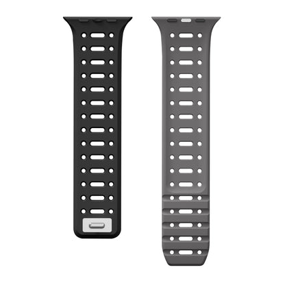 For Apple Watch Ultra 49mm Single Pin Magnetic Silicone Watch Band(Black Grey) by bashfashion