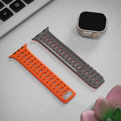 For Apple Watch SE 2022 44mm Single Pin Magnetic Silicone Watch Band(Orange Grey) by bashfashion