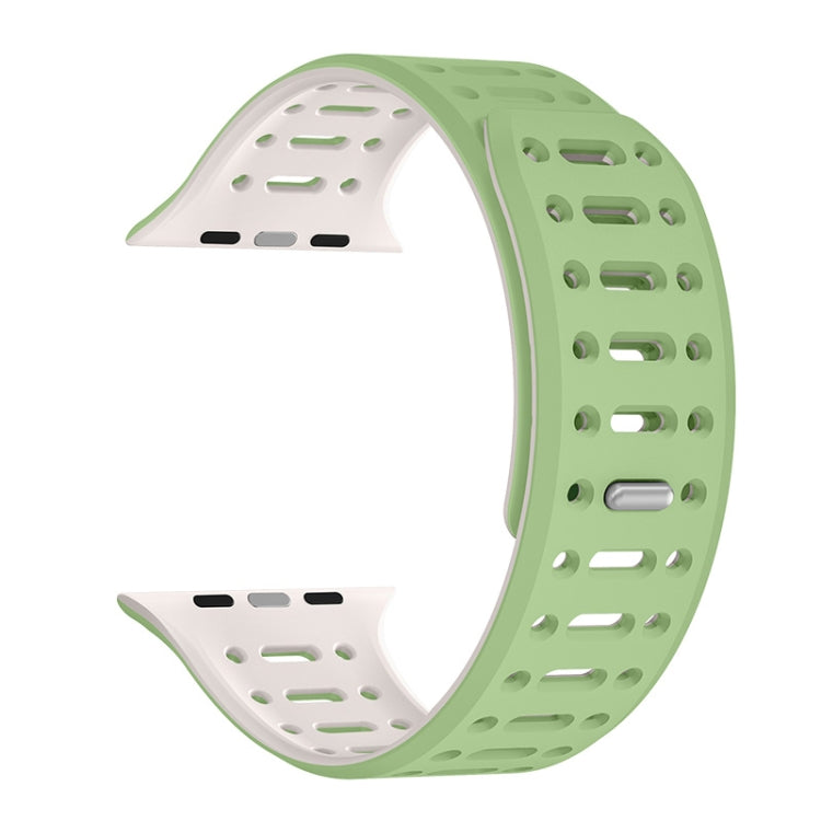 For Apple Watch Series 7 45mm Single Pin Magnetic Silicone Watch Band(Mint Green Starlight) by bashfashion