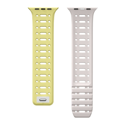 For Apple Watch Series 4 44mm Single Pin Magnetic Silicone Watch Band(Yellow Grey) by bashfashion