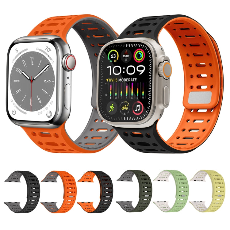 For Apple Watch Ultra 2 49mm Single Pin Magnetic Silicone Watch Band(Yellow Grey) by bashfashion