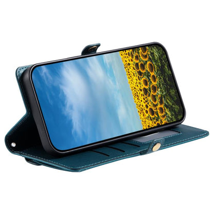 For iPhone 16e Wallet Multi-card Slot Leather Phone Case with Lanyard(Green) by bashfashion