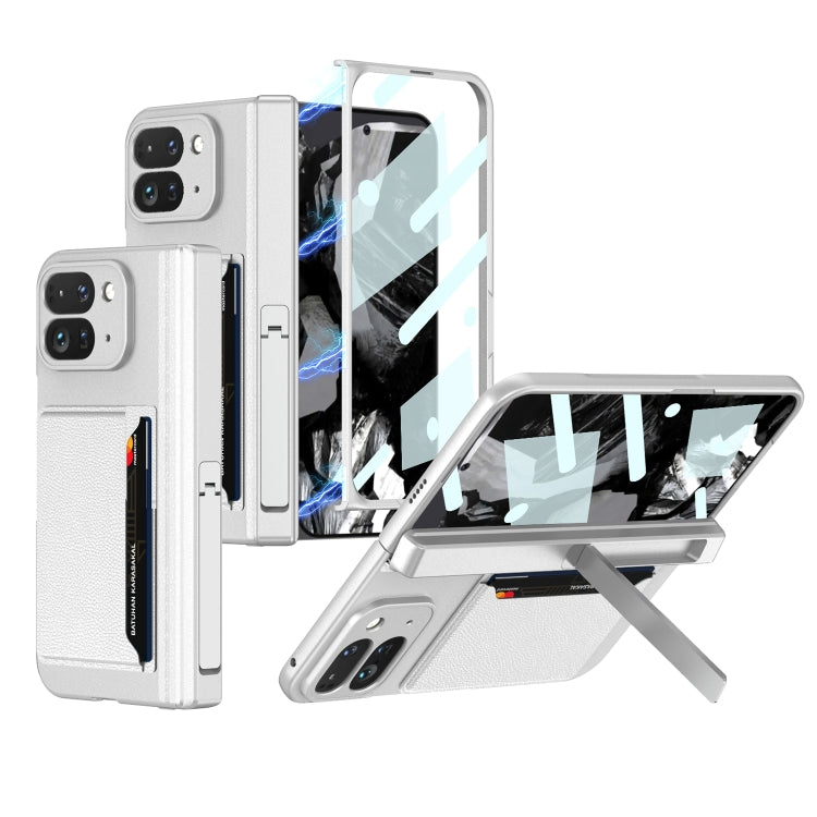 For Google Pixel 9 Pro Fold GKK Integrated Fold Hinge Card Slot Phone Case with Holder(Silver) by GKK