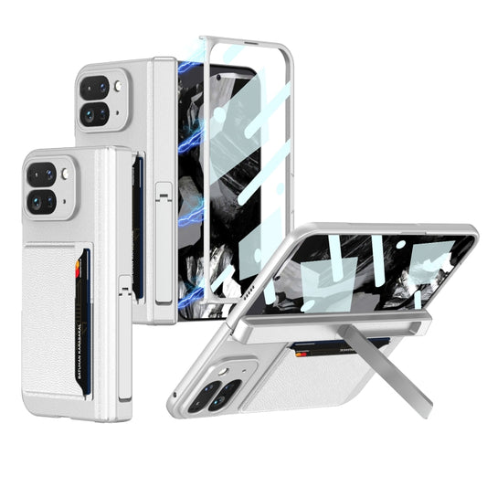 For Google Pixel 9 Pro Fold GKK Integrated Fold Hinge Card Slot Phone Case with Holder(Silver) by GKK