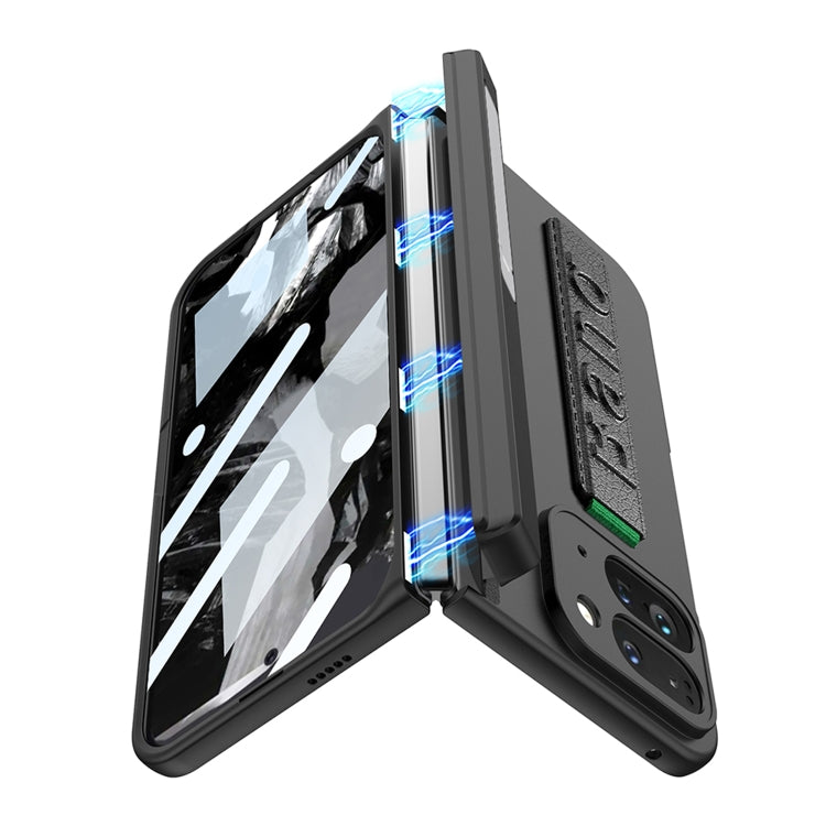 For Google Pixel 9 Pro Fold GKK Integrated Fold Hinge Wrist Strap Phone Case with Holder(Carbon Fiber) by GKK