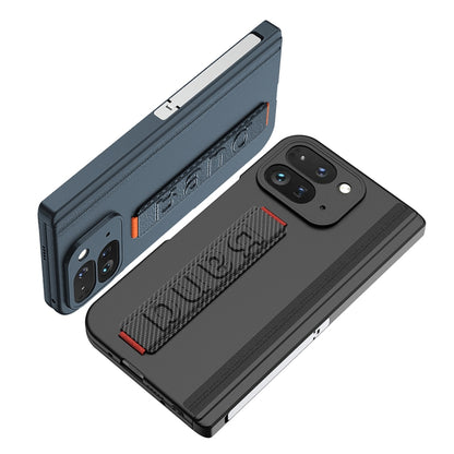 For Google Pixel 9 Pro Fold GKK Integrated Fold Hinge Wrist Strap Phone Case with Holder(Carbon Fiber) by GKK