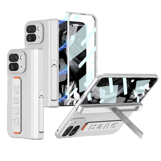 For Google Pixel 9 Pro Fold GKK Integrated Fold Hinge Wrist Strap Phone Case with Holder(Silver) by GKK