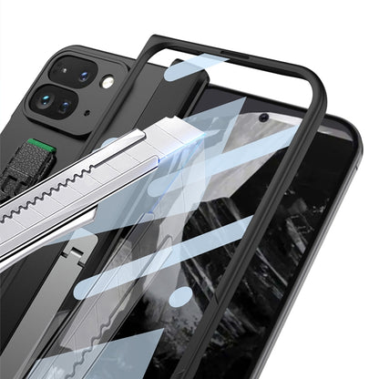 For Google Pixel 9 Pro Fold GKK Integrated Fold Hinge Wrist Strap Phone Case with Holder(Silver) by GKK