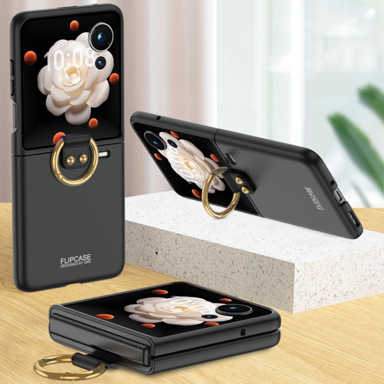 For Honor Magic V Flip GKK Ultra-thin Full Coverage Phone Case with Ring(Black) by GKK