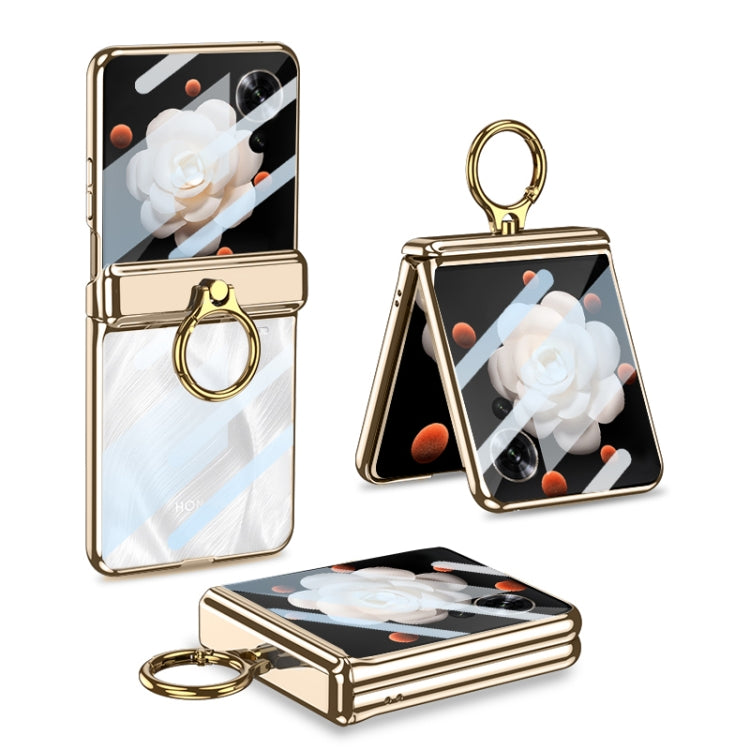 For Honor Magic V Flip GKK Integrated Magnetic Folding Phantom Rotary Phone Case with Ring Holder(Champagne Gold) by GKK