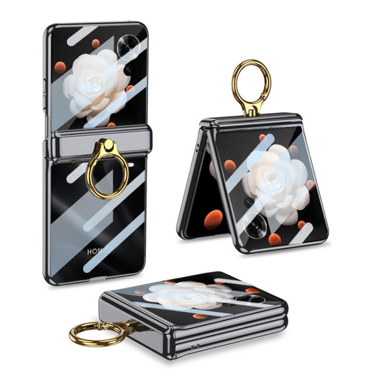 For Honor Magic V Flip GKK Integrated Magnetic Folding Phantom Rotary Phone Case with Ring Holder(Black) by GKK