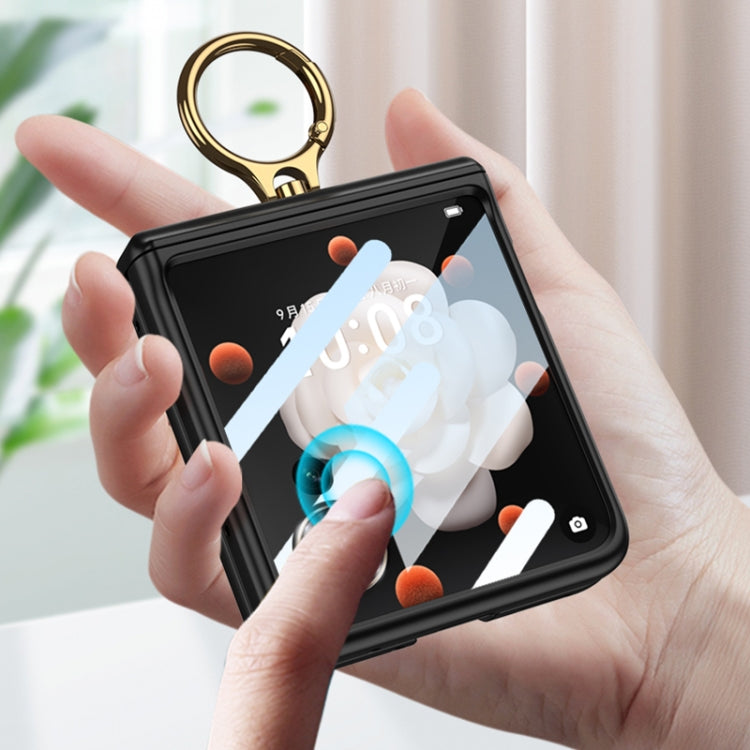 For Honor Magic V Flip GKK Integrated Magnetic Folding Hinge Full Coverage Phone Case with Ring Holder(Black) by GKK