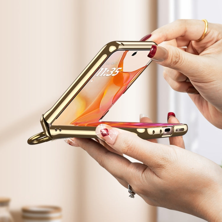 For Motorola Razr 50 Ultra GKK Integrated Magnetic Folding Phantom Rotary Phone Case with Ring Holder(Champagne Gold) by GKK