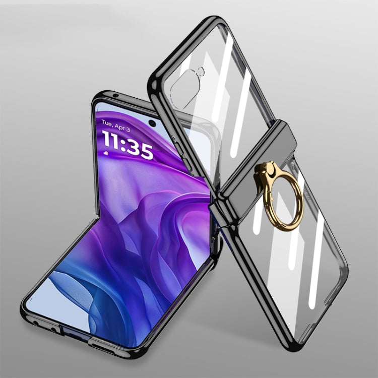 For Motorola Razr 50 Ultra GKK Integrated Magnetic Folding Phantom Rotary Phone Case with Ring Holder(Black) by GKK