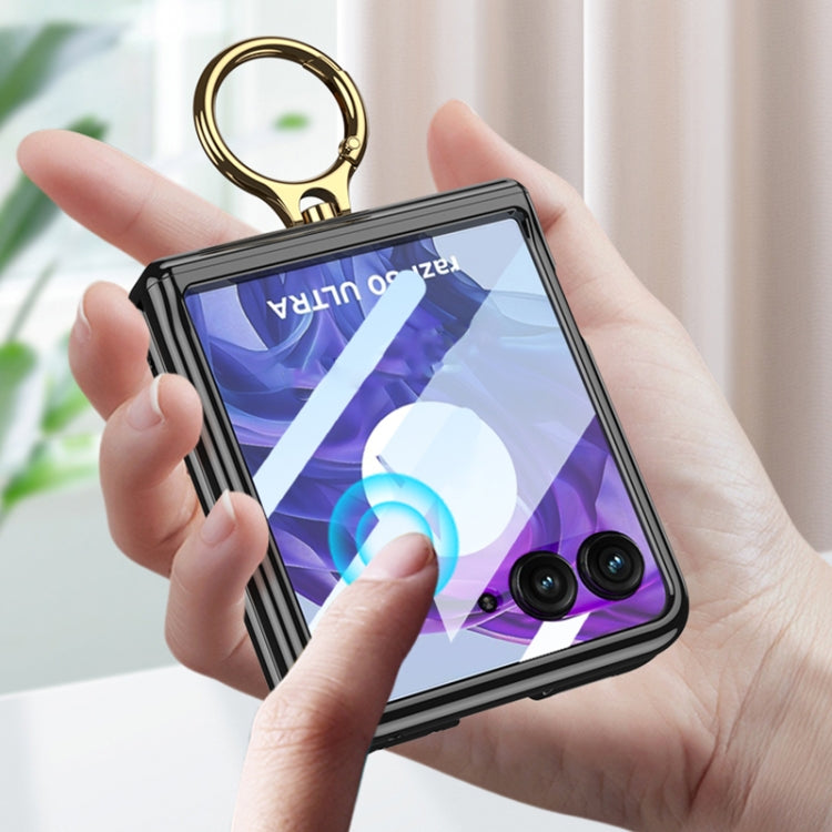 For Motorola Razr 50 Ultra GKK Integrated Magnetic Folding Phantom Rotary Phone Case with Ring Holder(Black) by GKK