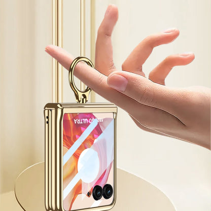 For Motorola Razr 50 GKK Integrated Magnetic Folding Phantom Rotary Phone Case with Ring Holder(Champagne Gold) by GKK